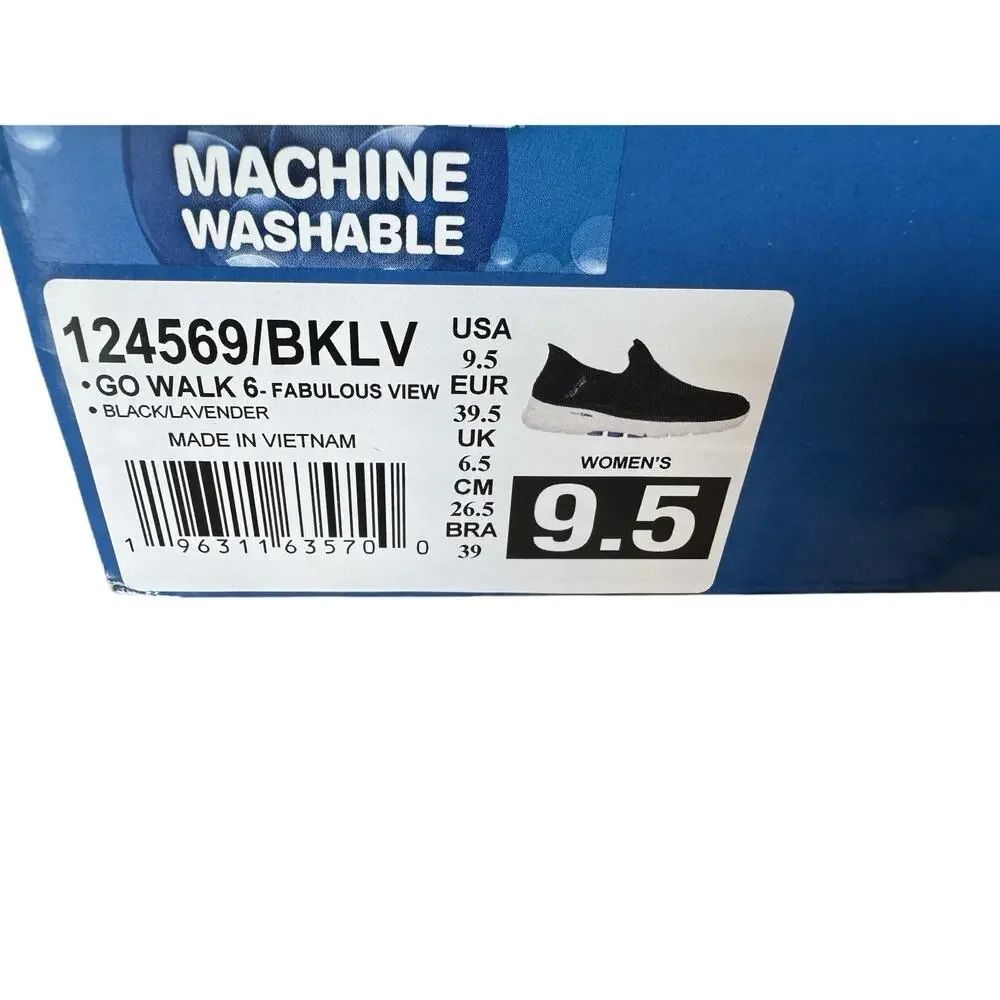 Skechers Slip-Ins Go Walk 6 Fabulous View Women's 9.5 Black Lavender NEW in box
